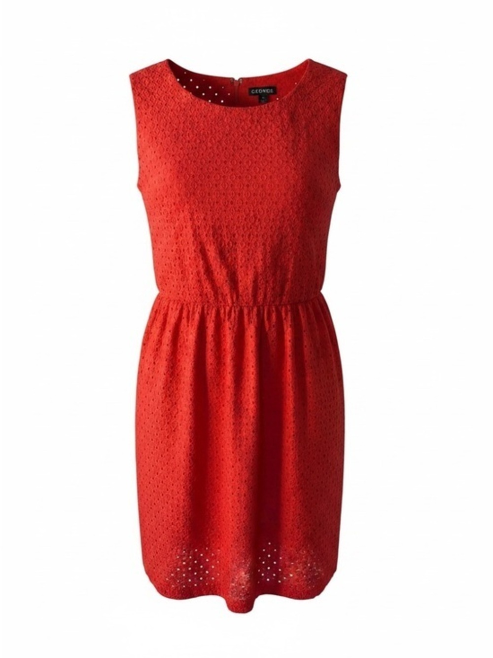 George Red Sleeveless Eyelet Mini Dress
